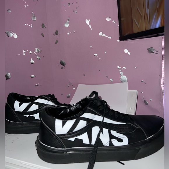 Vans Other - VANS logo leather like black Men’s sneakers size 9.5